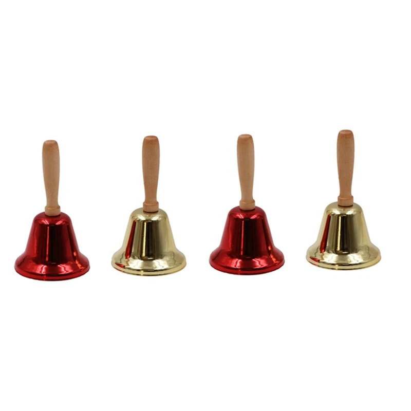 4 PCS Christmas Bell Mini Bell Water Table Desk Bell For Service Bell For Crafts Bell For Teacher Pantry Hand Bell