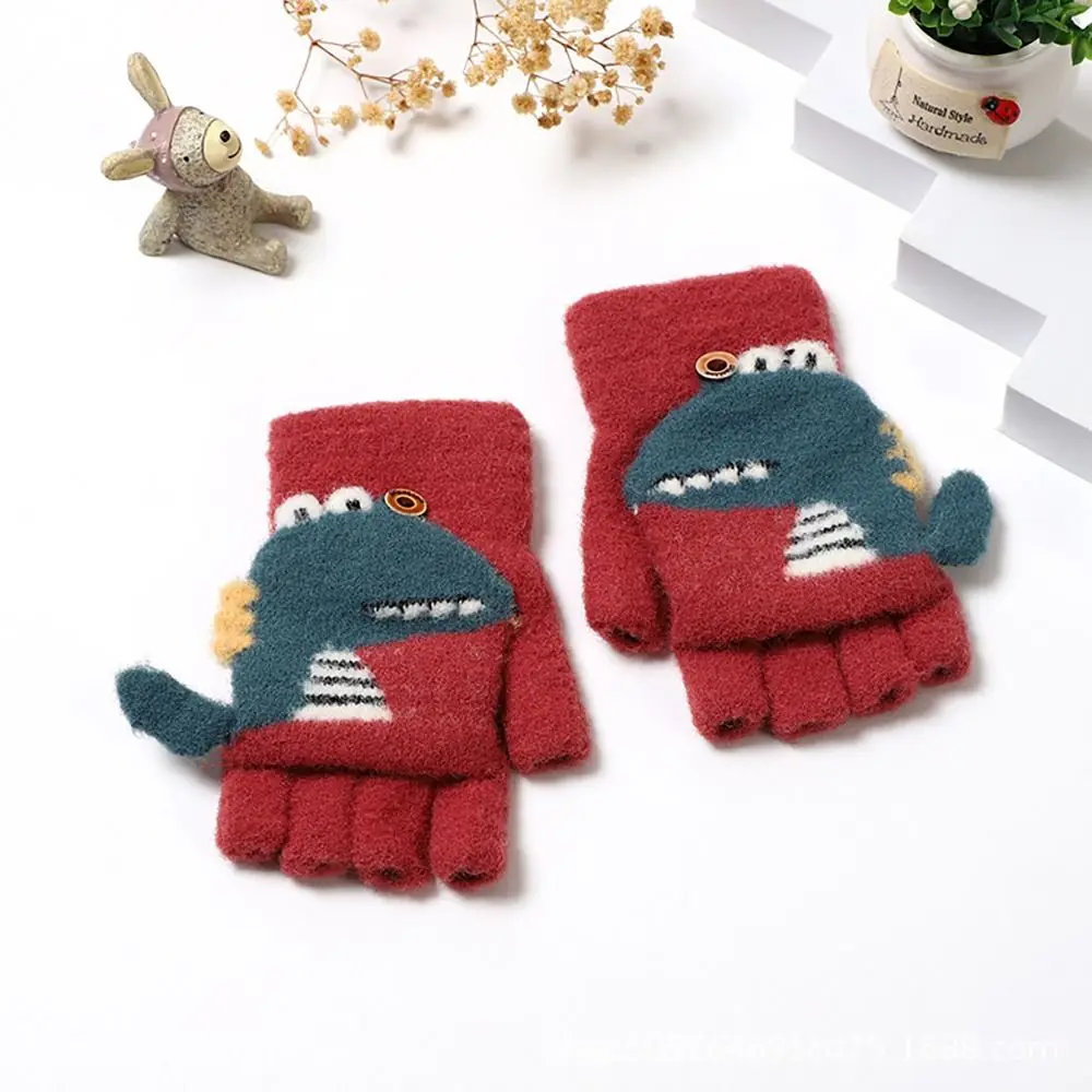 Cartoon Knitted Kids Gloves Thick Fingerless Fingerless gloves Mitten Winter