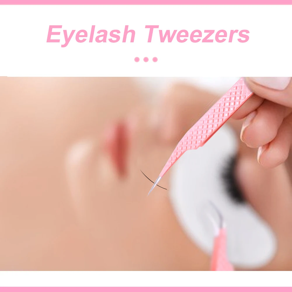 1Pc สีชมพู Eyelash แหนบ Anti-Static Magnetic Professional แปรงหนีบหนีบ3D Eyelash Extension Tweezer 100% ปิดแต่งหน้าเครื่องมือ