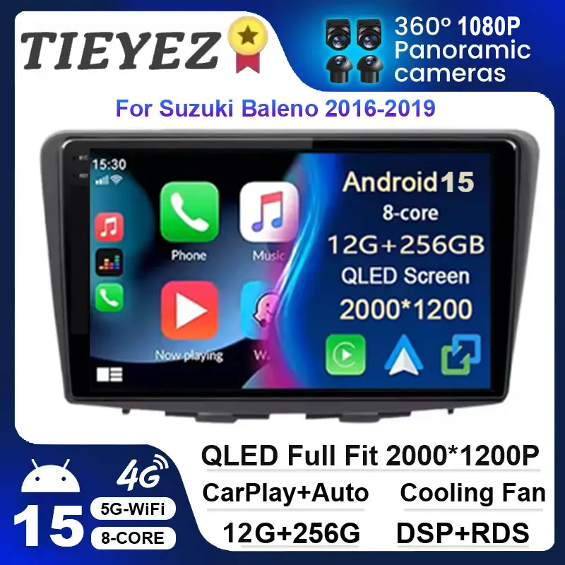 

Мультимедийный радио-видеоплеер Carplay Android 15, для Suzuki Baleno 2016-2019, 4G QLED, сенсорный экран, GPS-навигация