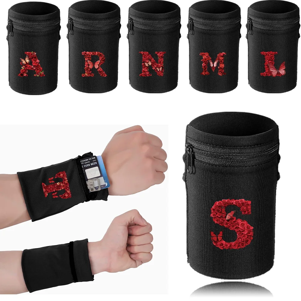 Sports Wristband Bags Wrist Bag Brace Wrap Wristband Protector Running Sport Safety Black Series Support Red Rose Style