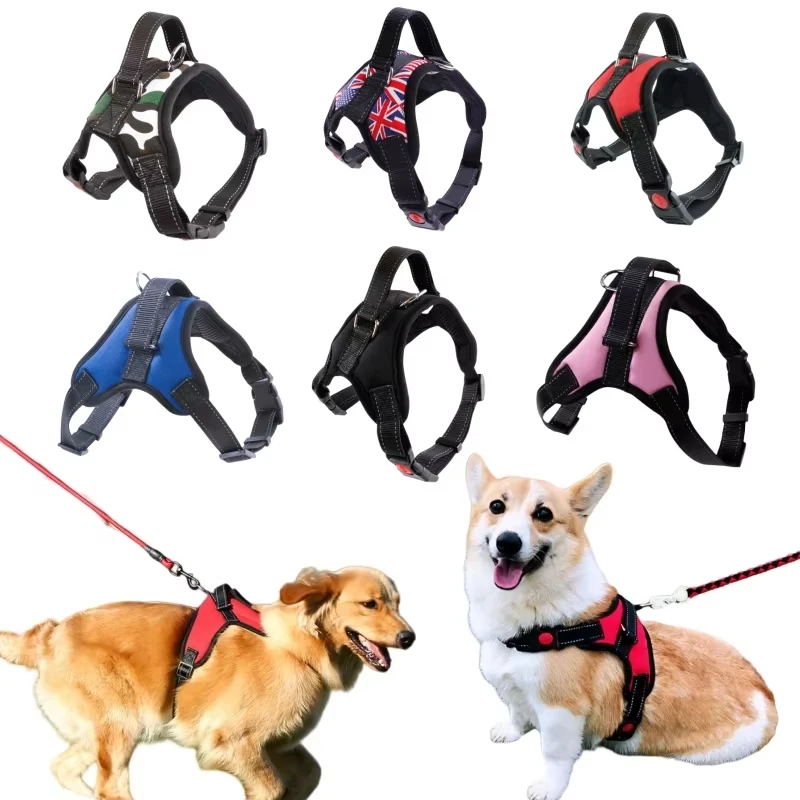 

Pet Dogs Adjustable Harness Small and Large Dog Harness Vest 150cm Strong Dog Leash Pet Leashes Reflective Leash dog supplies