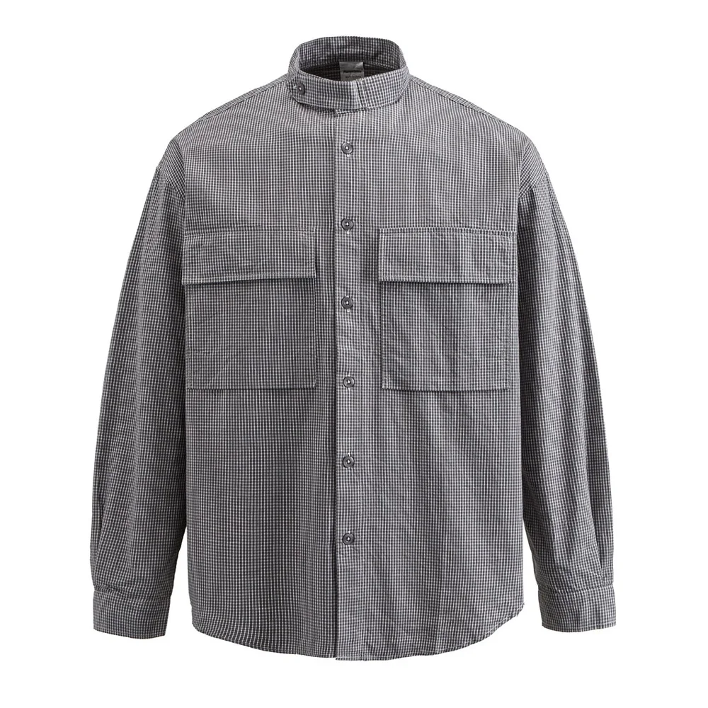 

Новая весенняя рубашка, мужская японская уличная одежда, модная винтажная клетчатая рубашка с воротником-стойкой, повседневная свободная рубашка большого размера с длинными рукавами, блузка