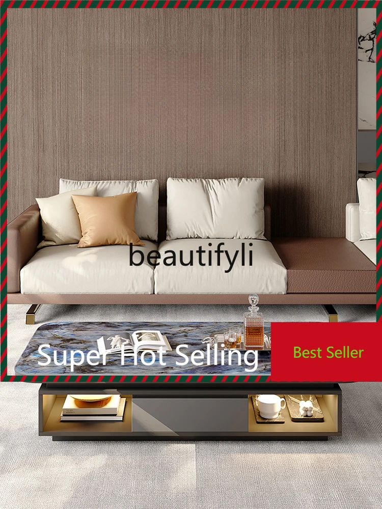 

New home living room light luxury solid wood storage oval coffee table TV cabinet G1218