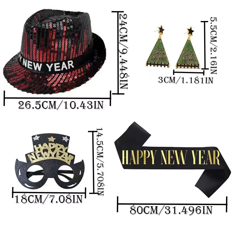 

PESENAR товары для новогодней вечеринки, черная золотая шляпа, повязка на голову с Новым годом и поясом со звездами, украшение на пояс