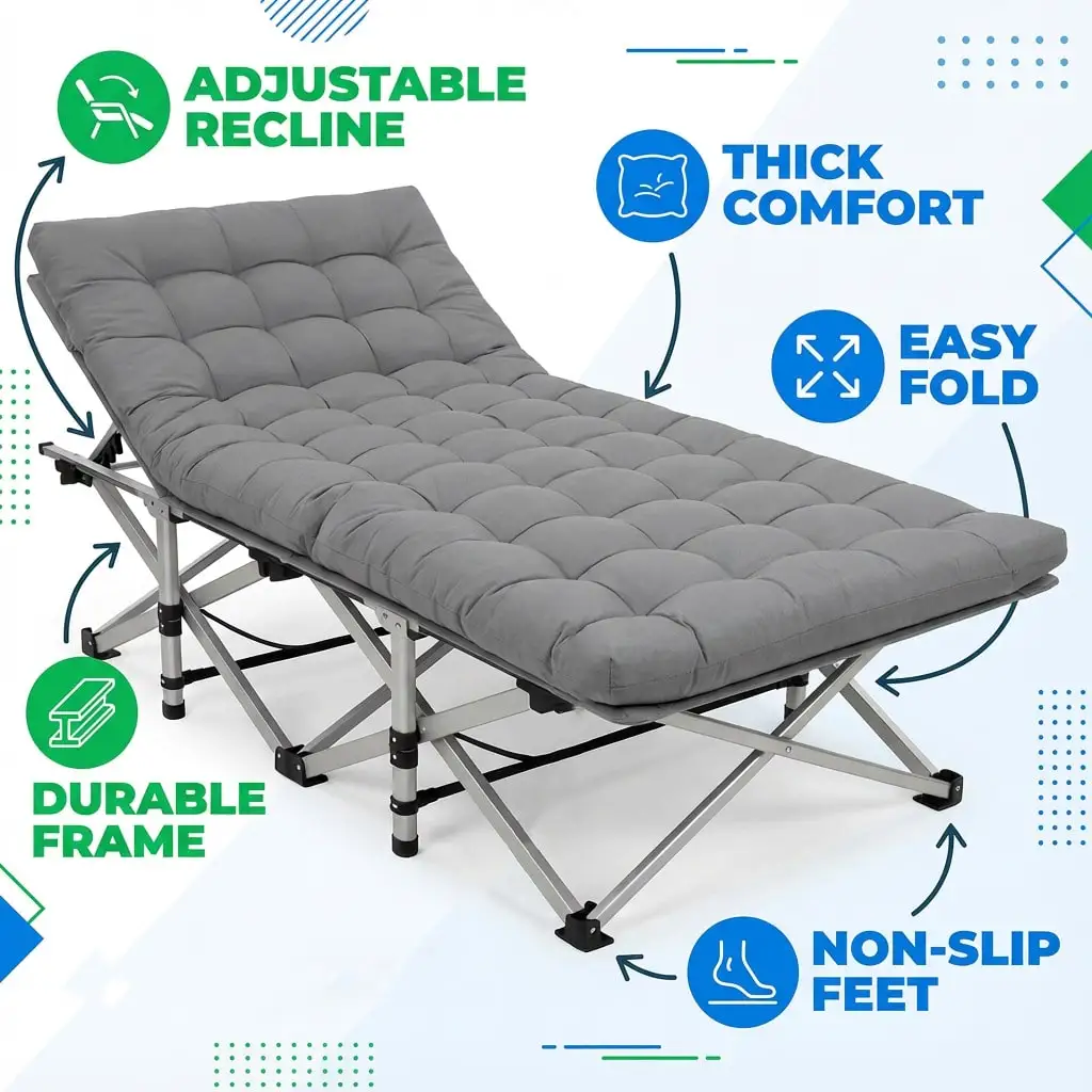 Aoran 560LBS Load-Bearing Outdoor Folding Chair, Non-Slip Foot Pads, Foldable Storage Bag Design Outdoor Furniture