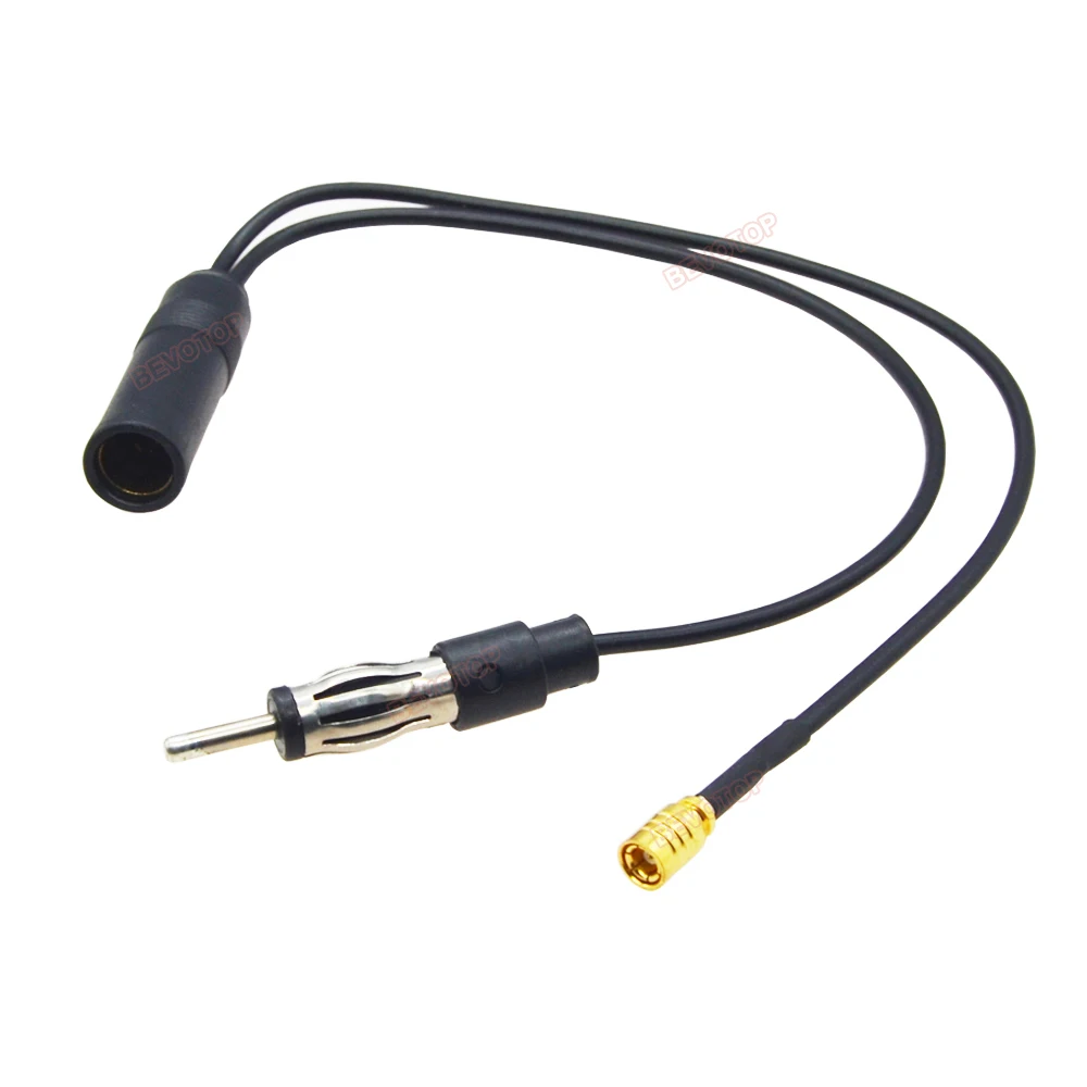 BEVOTOP DAB Radio Converter Splitter Cable FM/AM DIN Female to DIN Male to SMB Female Pin RG174 Cable Antenna Adapter Plug view 3