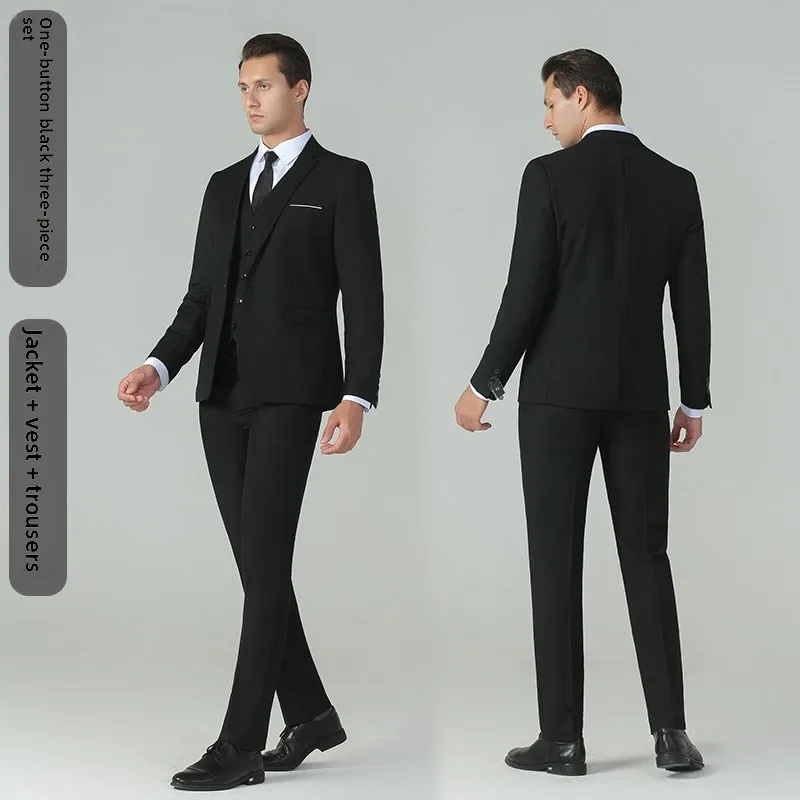 

Men's Tee-Piece Suit Slim Fit Faionable Korean Sle Jaet Vest irt Pants Set Busin Formal Wear Office Suitable