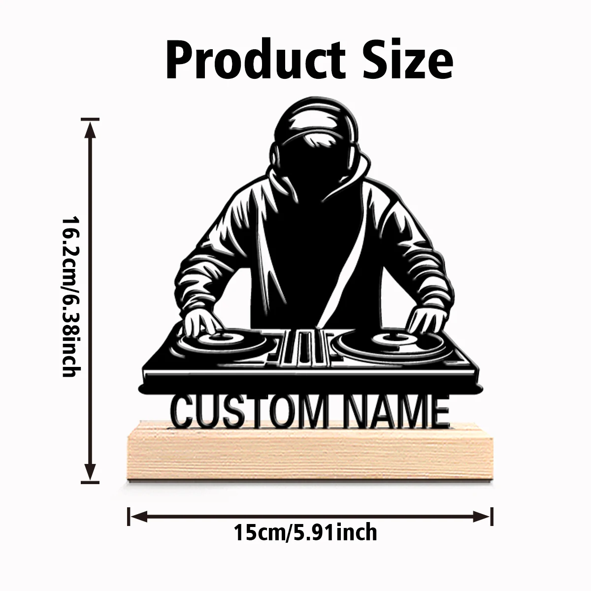 1pc Fashion Personalized Custom DJ Music Albums Metal Statues Metal Art With Wooden Base Perfect For Musicians, Valentine Is, Ro