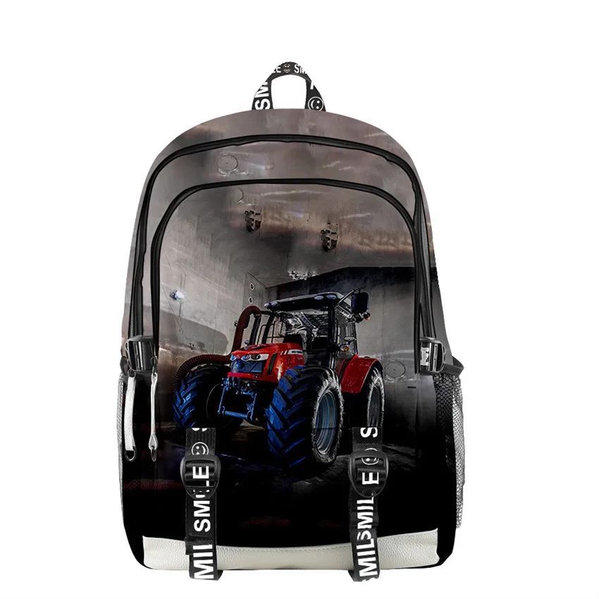 Novelty Tractor Pattern men women Backpack Fabric Oxford School Bag 3D Style Teenager boys girls children Bag Travel Backpack