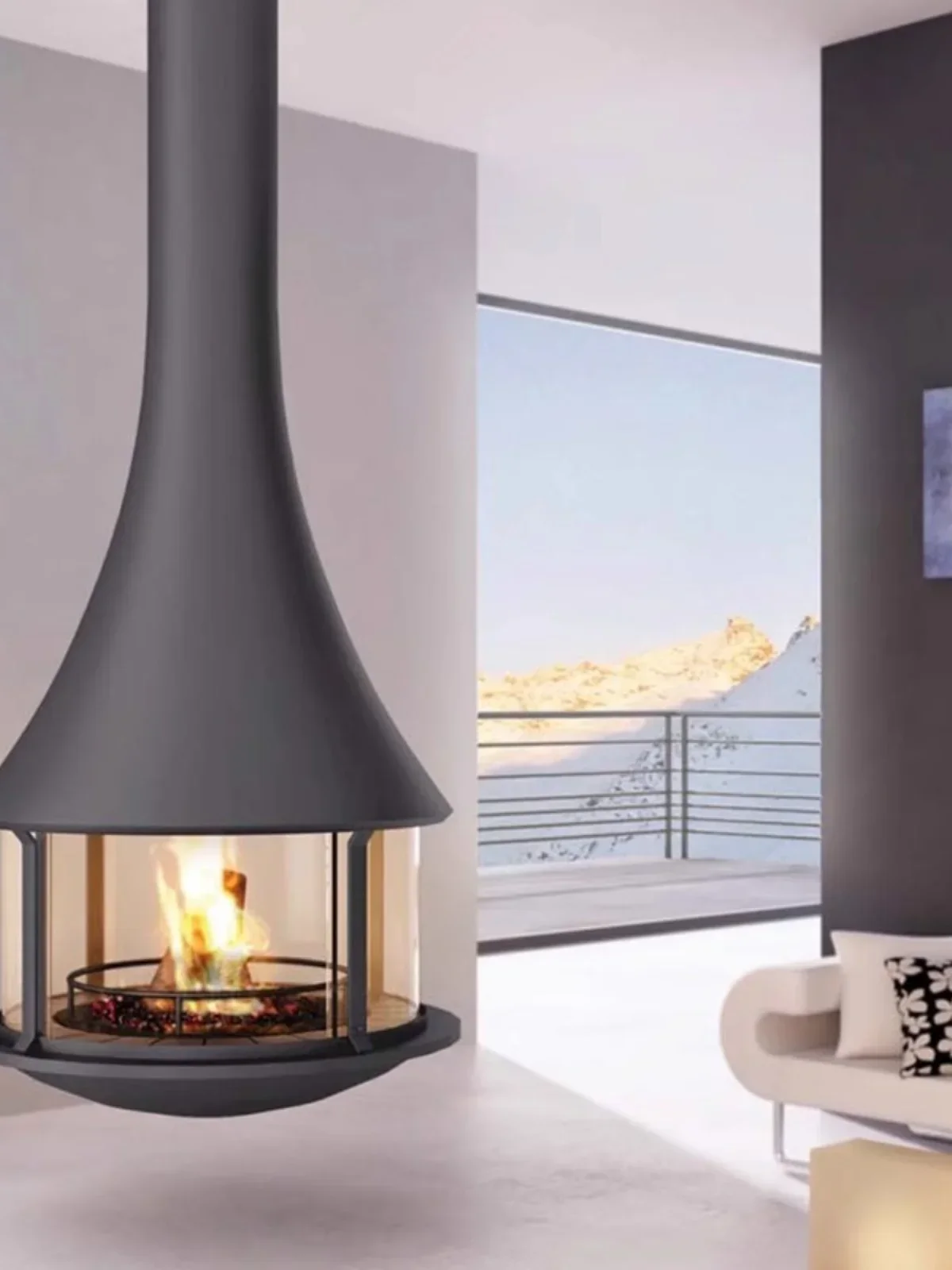 

Imported hanging heating stove firewood fire stove indoor real fire firewood