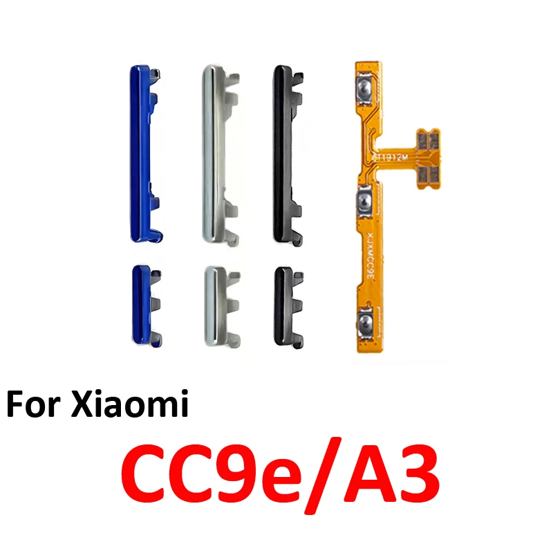 Phone Power Volume Button For Xiaomi MI CC9e A3 New On Off Up Down External Key Internal Flex Cable Repair Parts Black Blue image 5