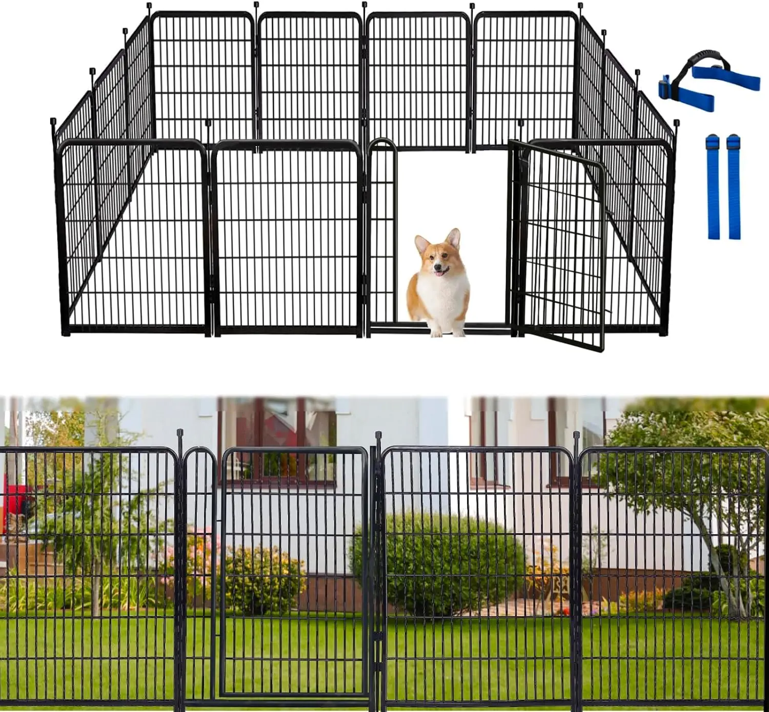 Tall Garden Fence Animal Barrier, 54 in(H) Dog Fence Outdoor for Yard, 10 Panels Total 22.1 Ft(L) Garden Fencing, 21 in Wide