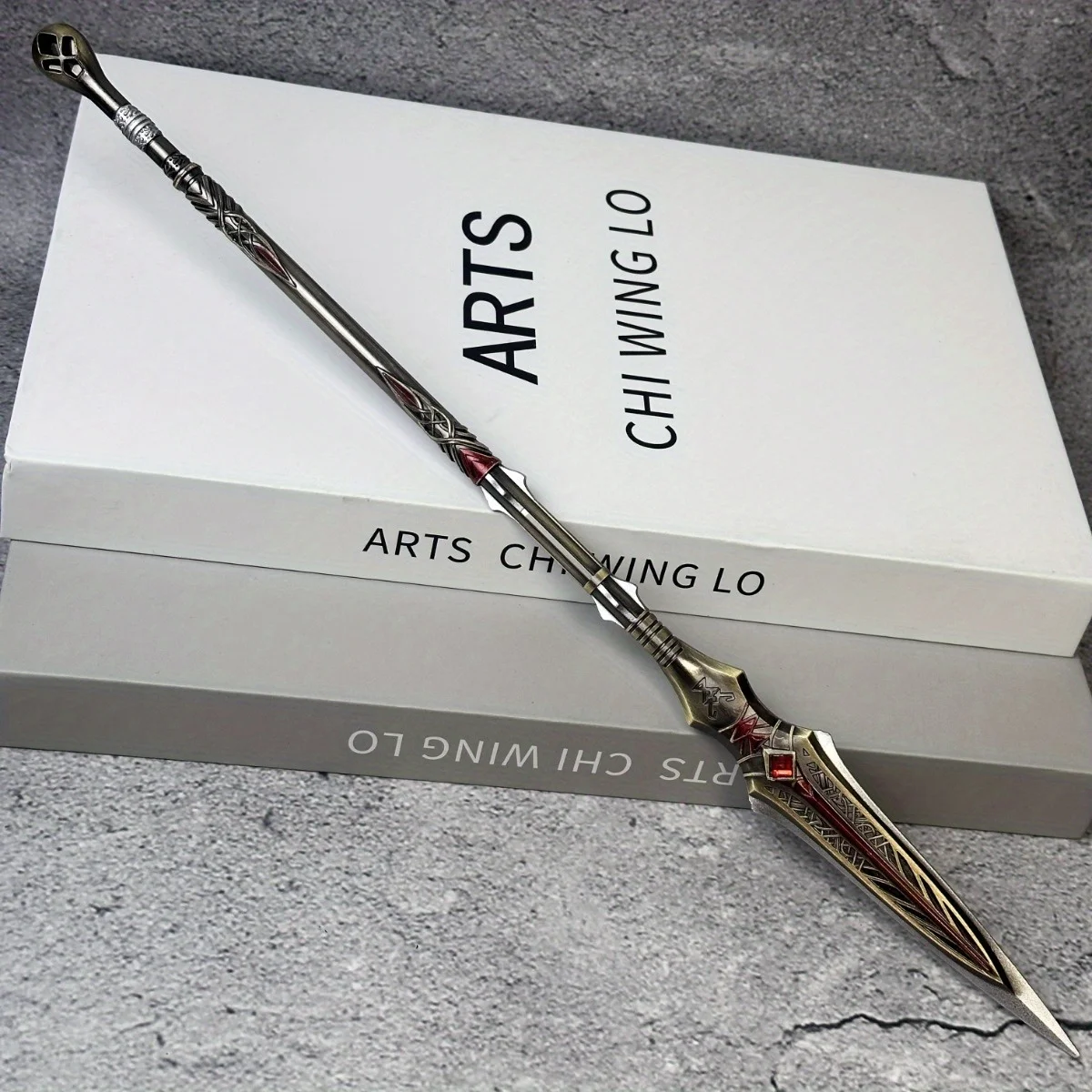 8.6 بوصة إله الحرب الرمح كاتانا كلينروت بوسيدون سيف معدني الساموراي صابر أنيمي النينجا سكين الحجم الحقيقي هدية الرمح الياباني