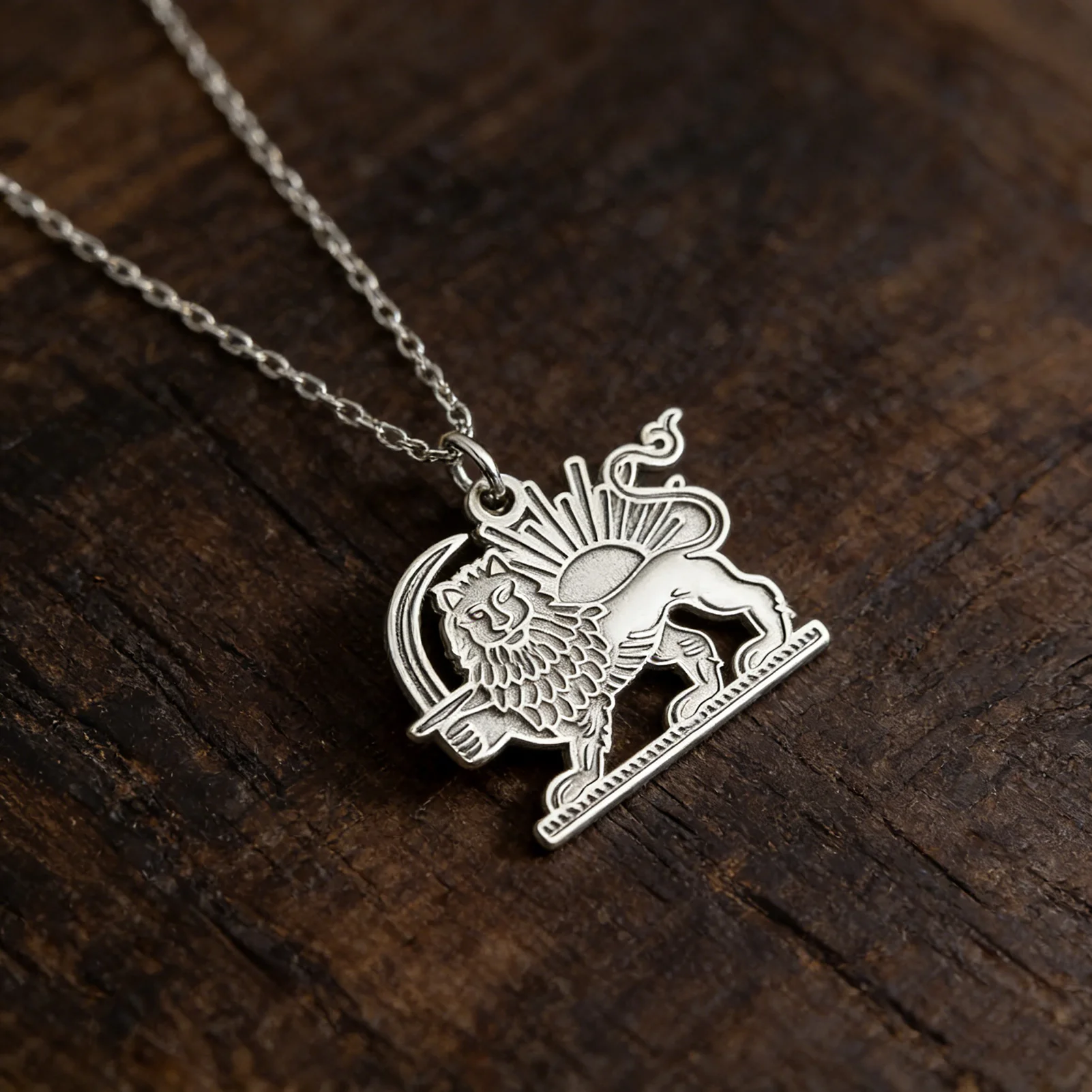 COOLTIME Edelstahl Shir o Khorshid Anhänger Halskette Iran Persischer Löwe und Sonne Schmuck 2026 Neuer Trendiger Geschenkartikel für Männer und Frauen – Detail 10