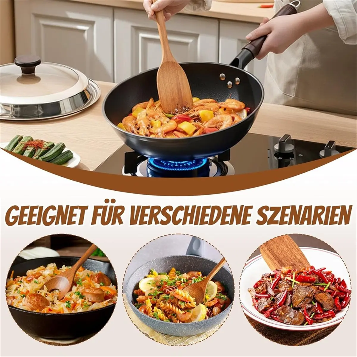 Oct Sale Wooden Cooking Spoons, Set of 3 Wooden Cooking Spoons, Kitchen Utensils, Wood, Durable, for Different Cooking
