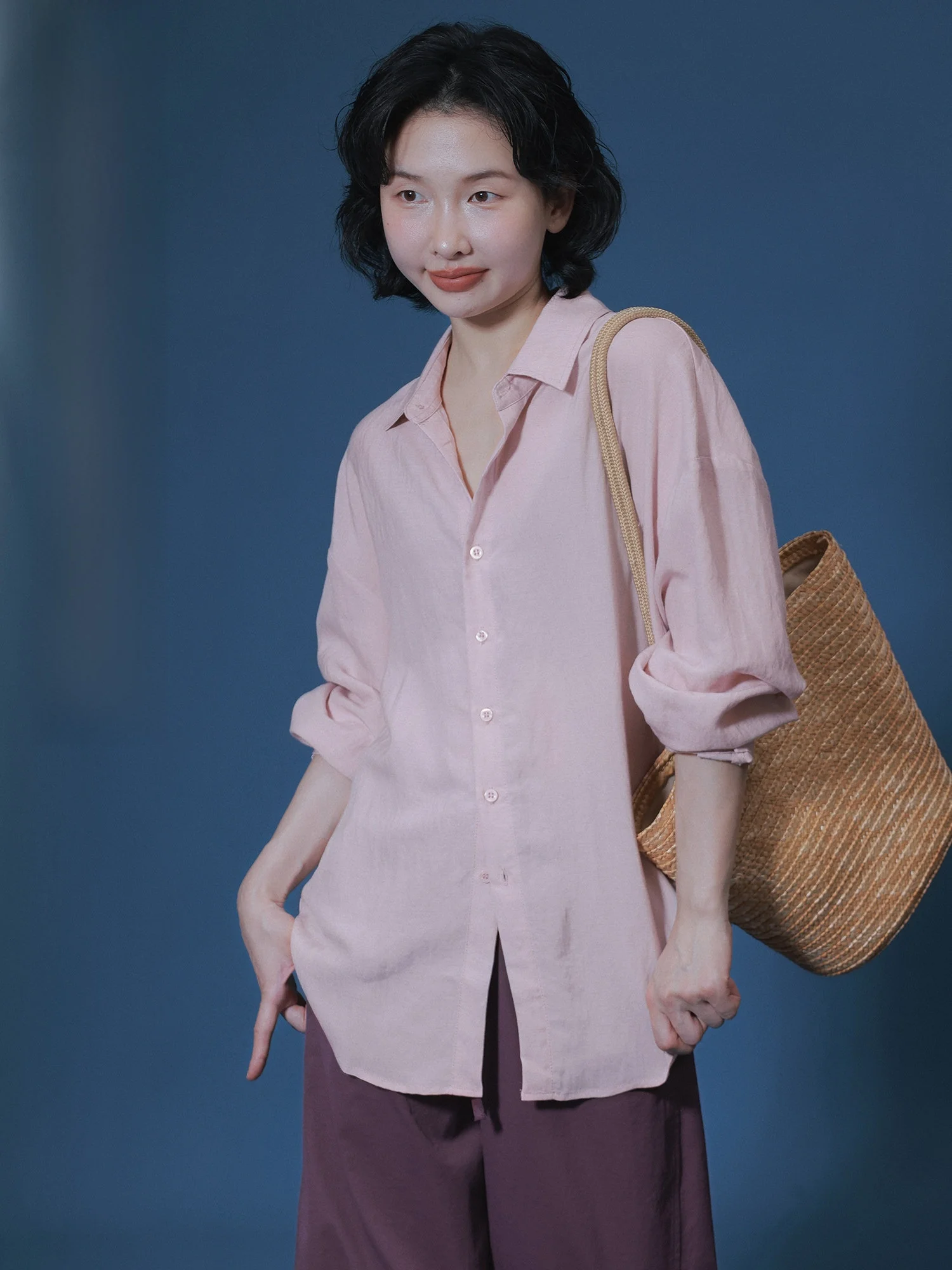 

Шелковая женская рубашка IVY YANG с длинным рукавом и воротником, свободного кроя, в повседневном стиле, солнцезащитная, однотонная, универсальная, для лета