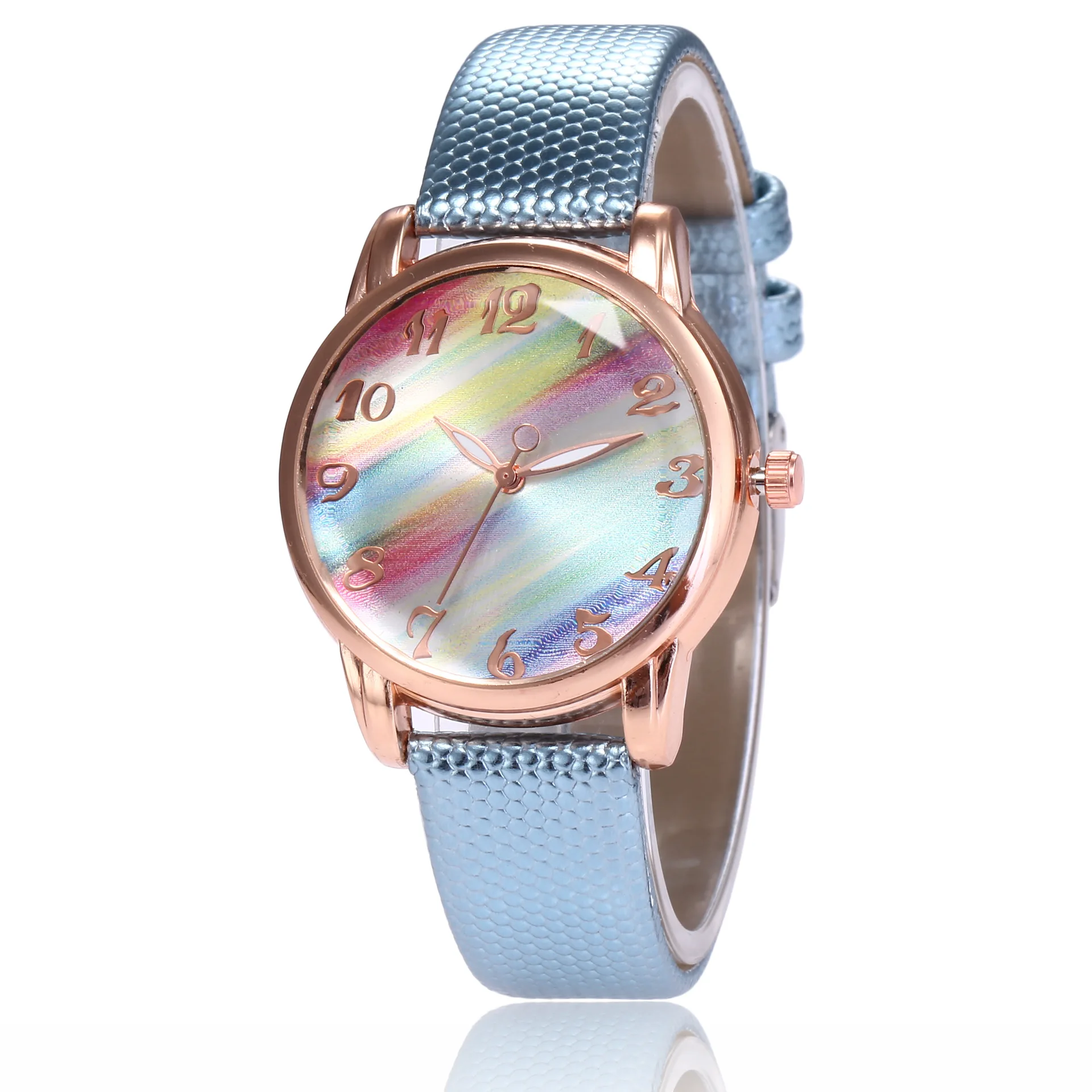 Damenmode Regenbogen uhr Lederband Armbanduhr lässig Damen uhr Damen Quarzuhren relogio feminino montre femme