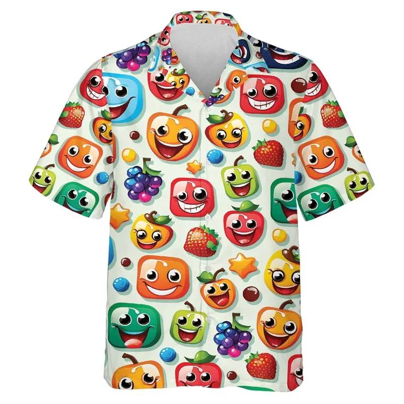 Funny Fruit Face 3D Printed Beach Shirts Fashion Men Clothes Banana Pineapple Hawaiian Short Sleeve Streetwear Female Blouses