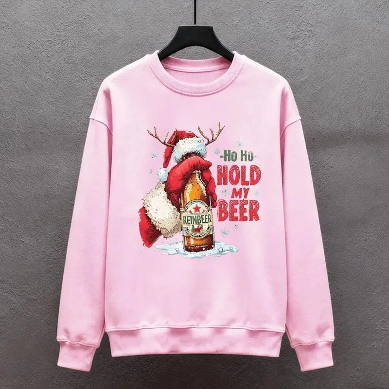 2026 Nuovo Hold My Beer Natale Harajuku Donna Natale Divertente Natale Felpa alla moda Inverno Manica lunga Pullover Felpe calde