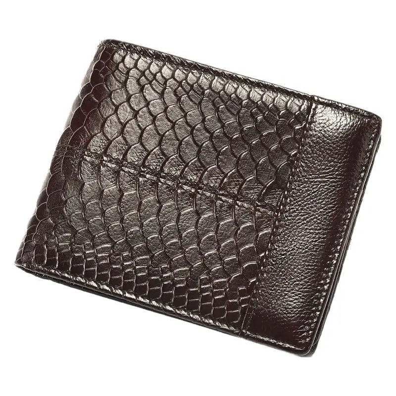 New Fashion Business Men's Crocodile Pattern Wallets Cow Genuine Leather Short Organizer Wallet Brand Luxury Card Holder Purse