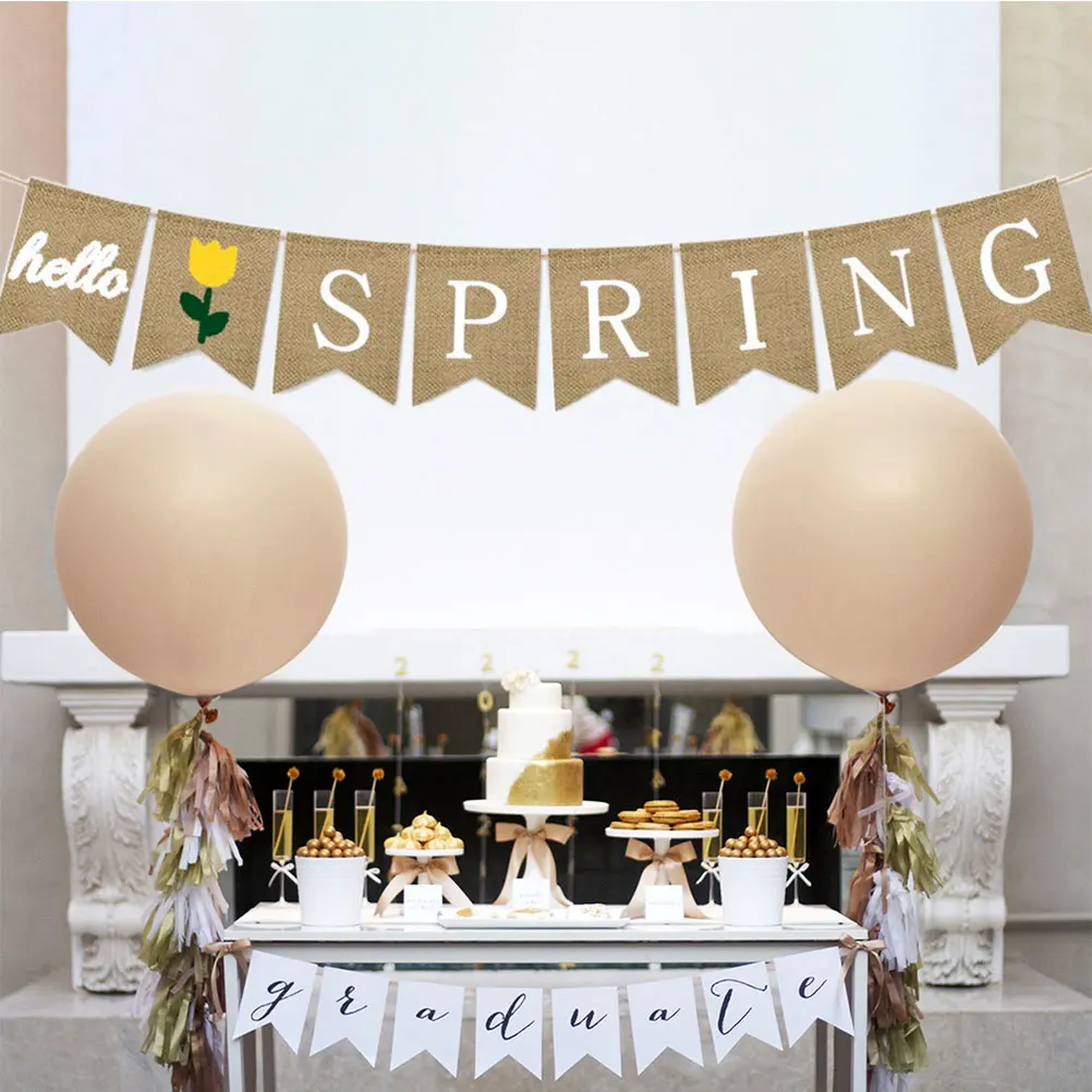 

Burlap Spring Burlap Banner Banner Hanging Party Festival Decor Bunting Flags Decoration For Indoor Outdoor Use
