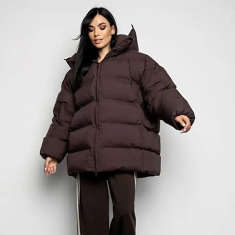 Modna, codzienna bluza z kapturem, oversize, bawełniana, nowa kolekcja jesień-zima, odzież damska ZR, prosty styl, uniwersalna, zapinana na zamek, dł...