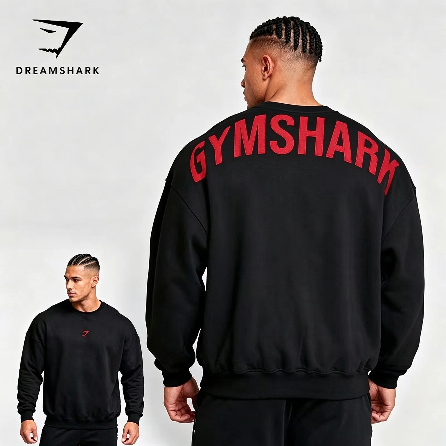 GYM SHARK Jumpsuit with hood - Long-sleeved, loose-fitting, stretchy fitness wear for autumn and winter