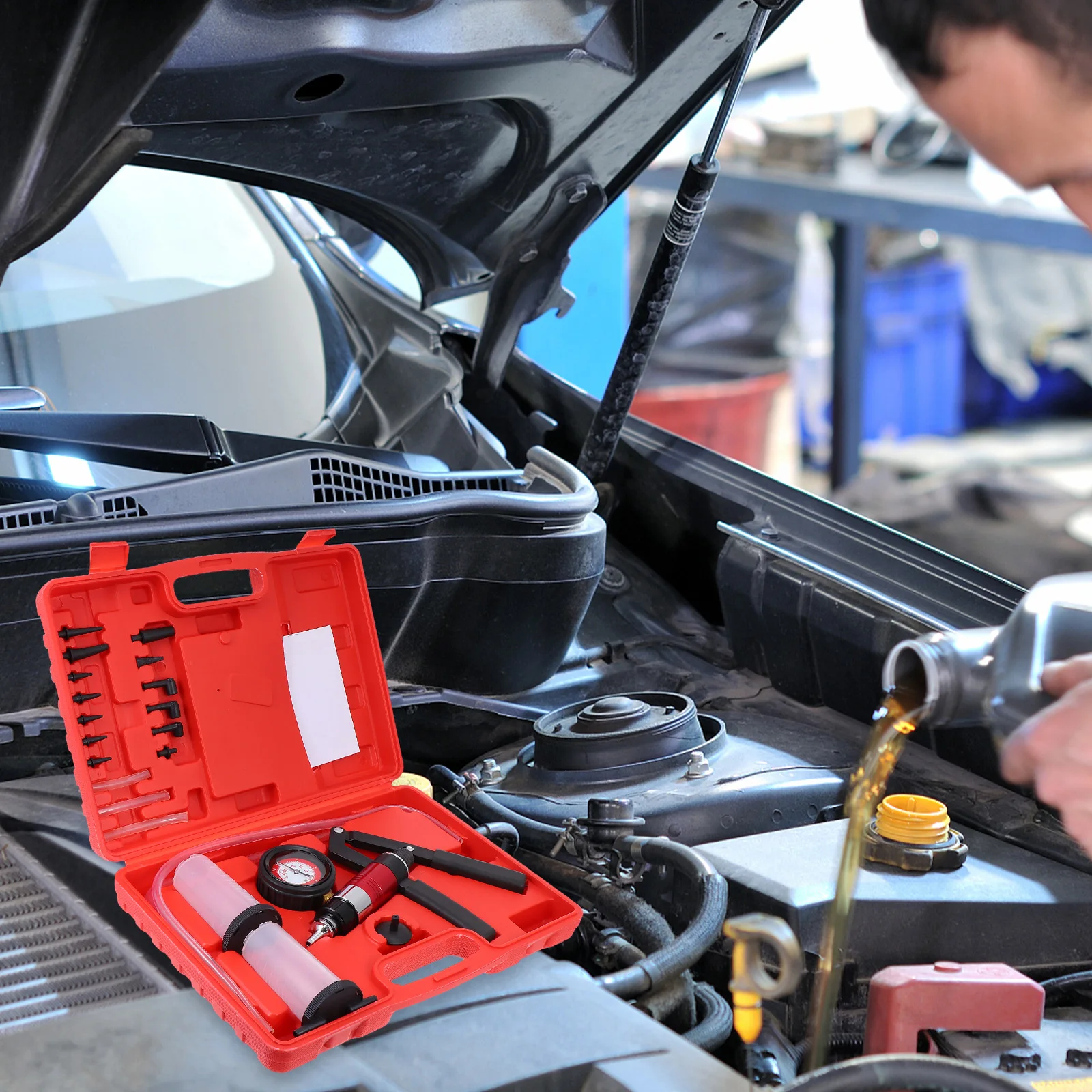 

Brake Oil Pump Car Bleeder Kit Clutch Fluid Vacuum Aluminum Alloy System Tool Durable Materials Excellent Seal Performance Easy