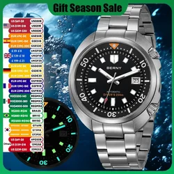 BERNY Automatic Compressor Diver Watch for Men Super Luminous Wristwatch Sapphire Swim Sport 20ATM Mechanical Mens Dive Watches