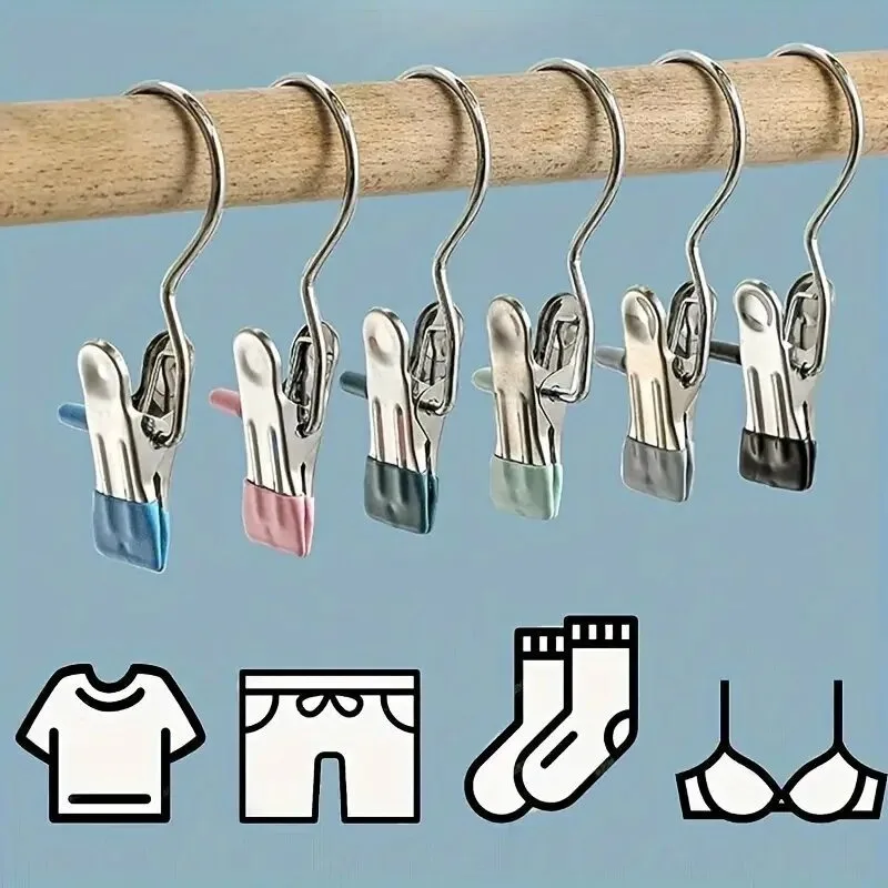 5/10/30 Stück Edelstahl-Hängeclips, rutschfeste Kleiderklammern, Hosen- und Sockenklammern, Kleiderschrank-Aufbewahrungsclips, Mehrzweck-Wäscheklammern – Detail 4