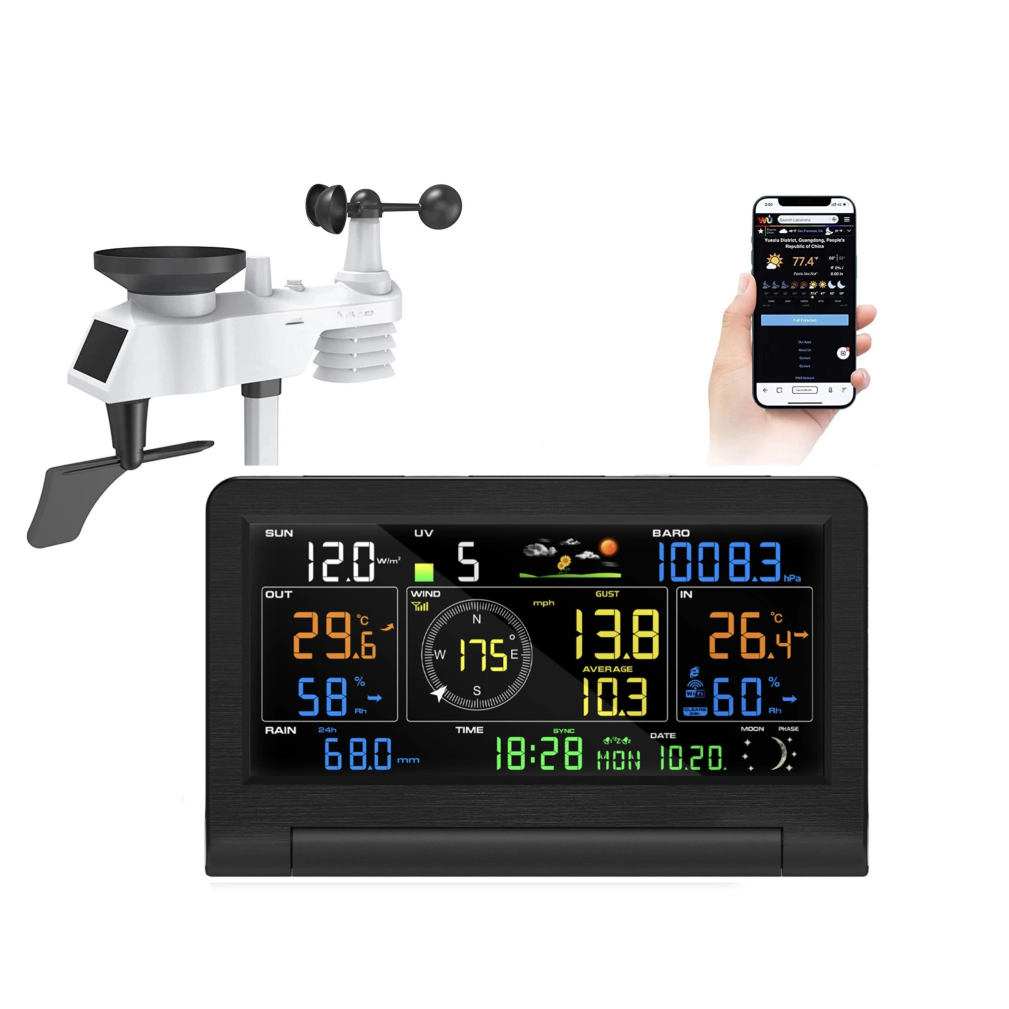 Weather Station Indoor - 14'ü 1 Arada WIFI Hava İstasyonu