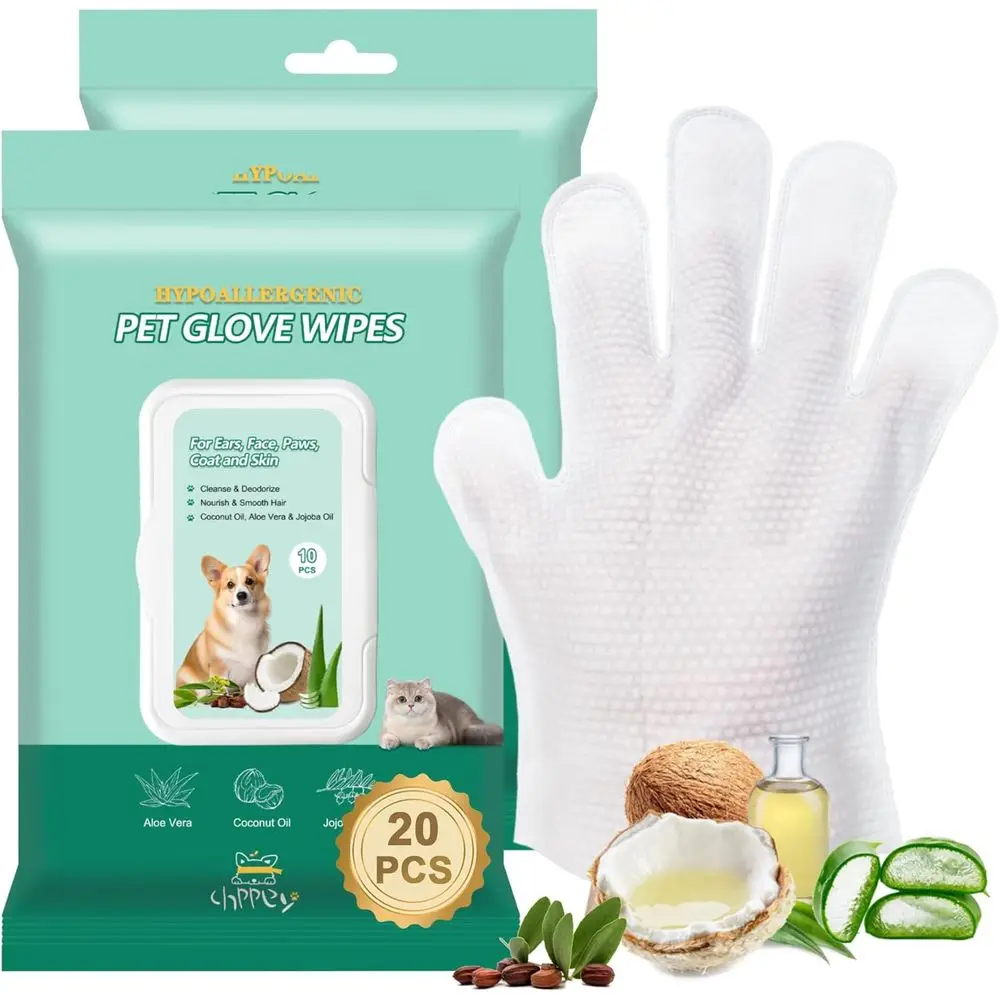

Extra Thick Hypoallergenic Pet Bathing Wipes for Dogs and Cats - Daily Care & Travel Use