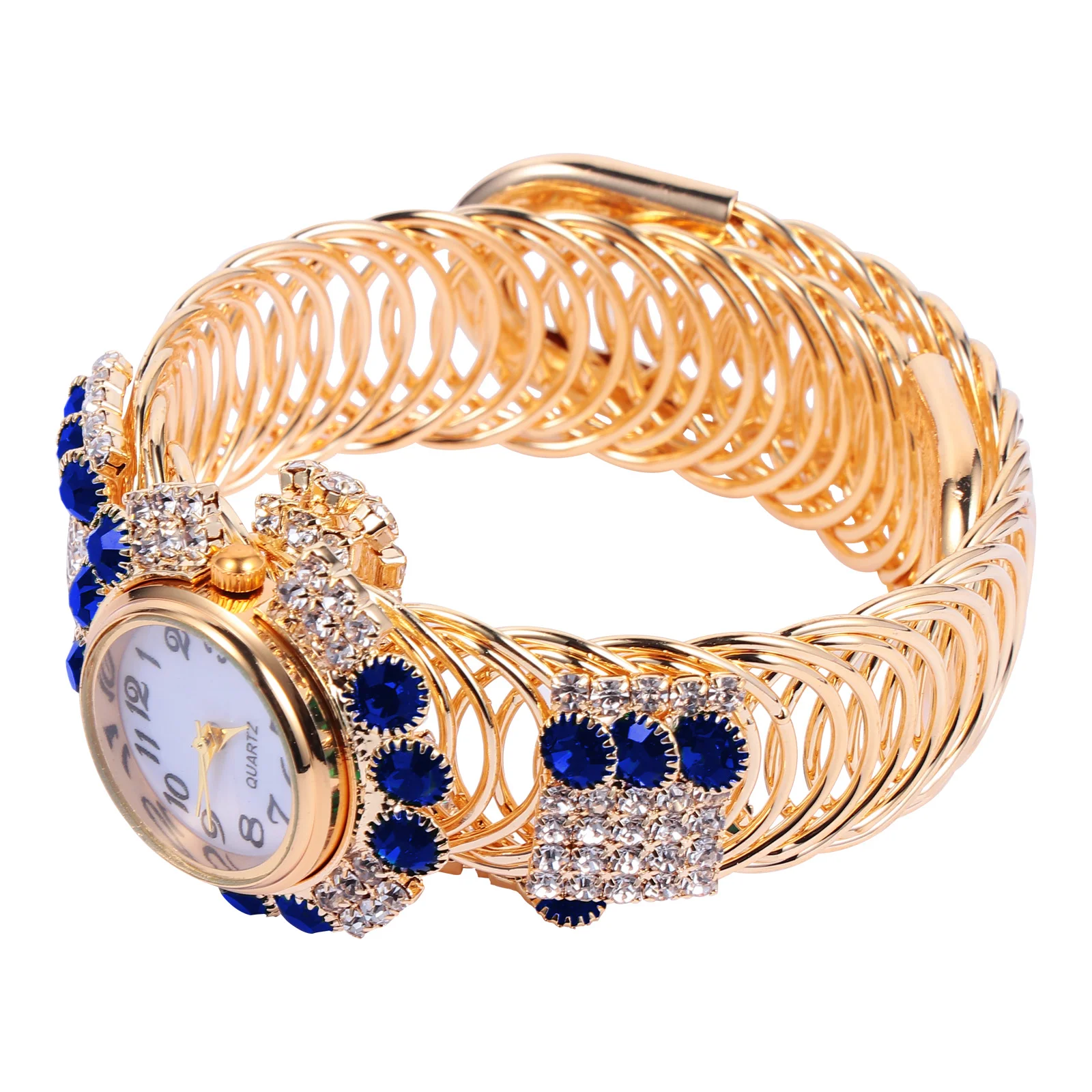 Women Dress Bracelets Watch Fashion for Girls Vintage Jewelry Alloy Quartz Blue Woman Ladies