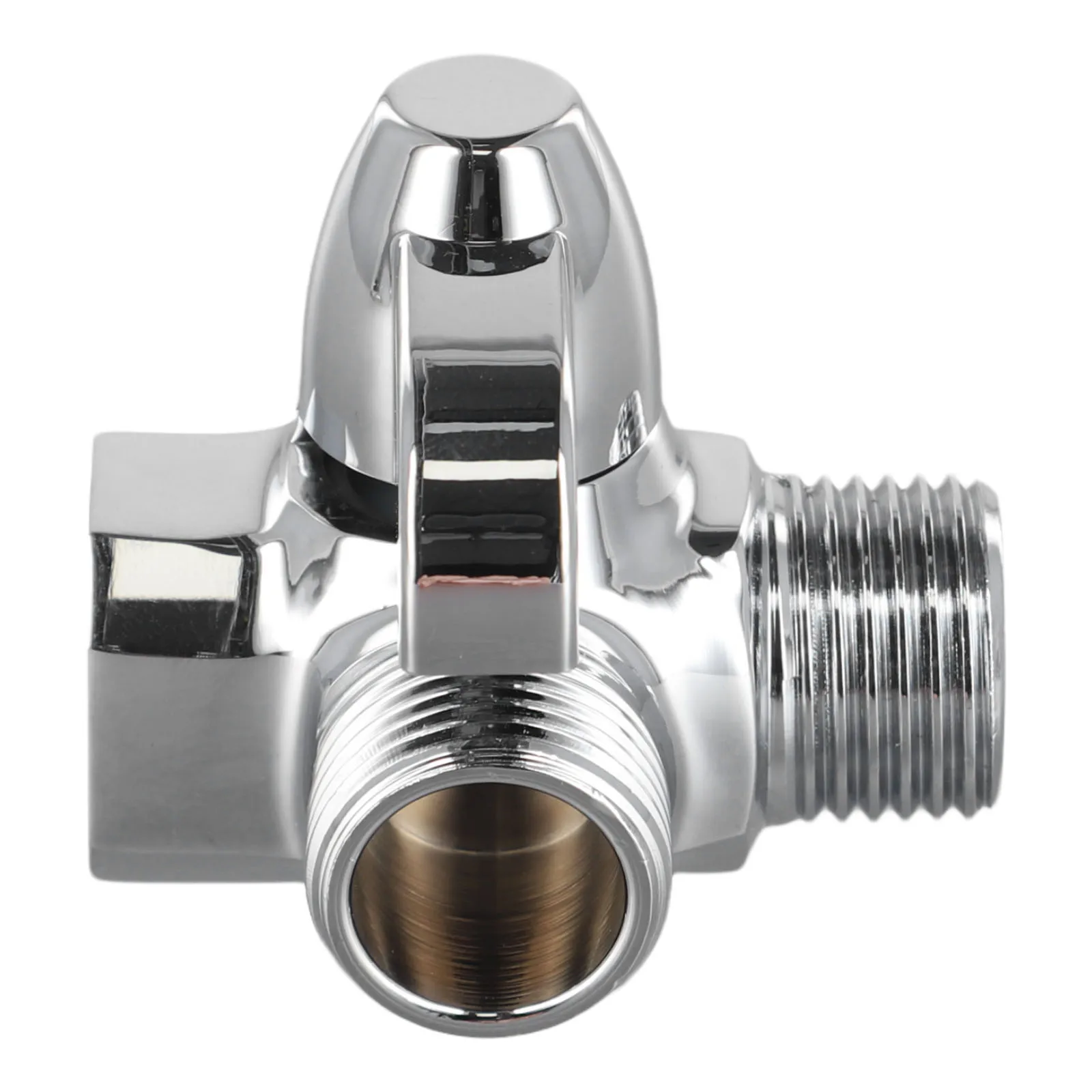 Rust Resistant Diverter Valve, Brass Chrome T Shape Adapter for Shower Head Mounted, Easy to Install and Clean