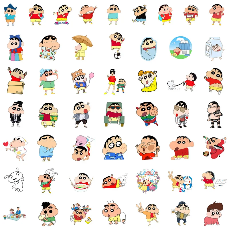 50pcs Anime Crayon Shinchan Stickers Cartoon Stickers Toy Laptop Motorcycle Suitcase Sticker Kids Christmas Birthday Party Gift