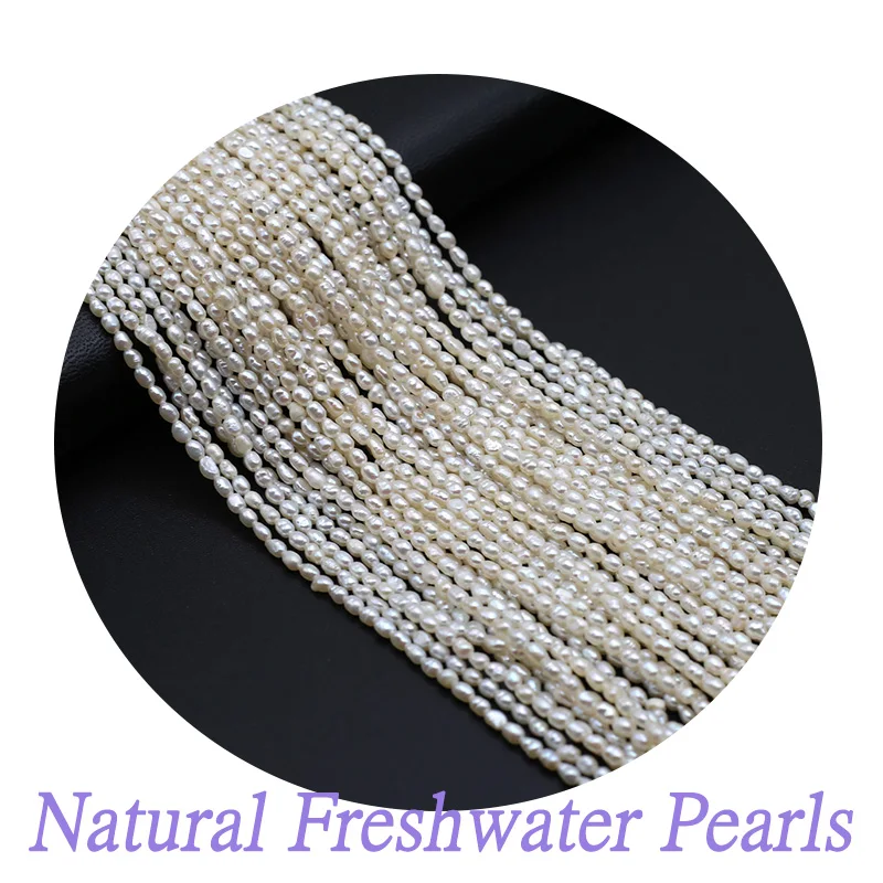 

2-2.5mm Natural Zhuji Freshwater Pearl Bead Rice Shape Loose Tiny Bead for Jewelry Making Diy Necklace Bracelet Crafts 14inch