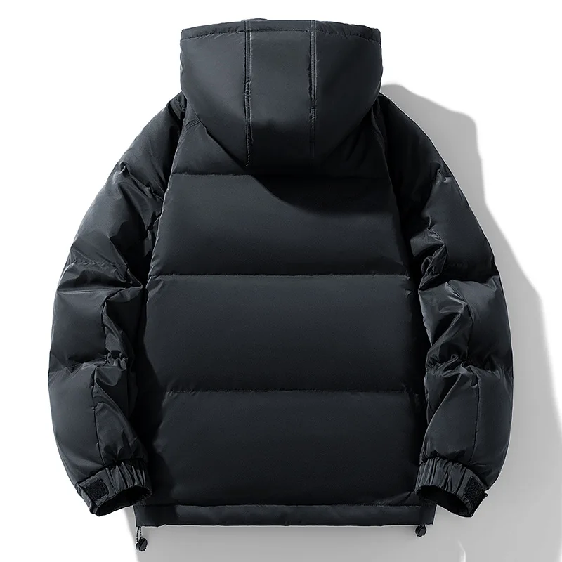 2026 men's white duck down, thickened to keep warm in winter, hooded loose casual down jacket