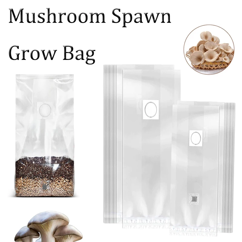 10-20pcs  Mushroom Growth Bags High Temperature Plastic Garden Planting Bag,with/without Injection Port ,for Fungus Cultivation