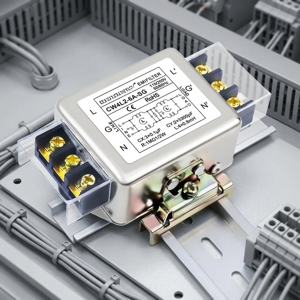 2025 Single-Phase EMI= Filter AC 220V Bipolar Noise Suppression For Industrial Power Supply 6A= 10A 20A 30A Anti-interference