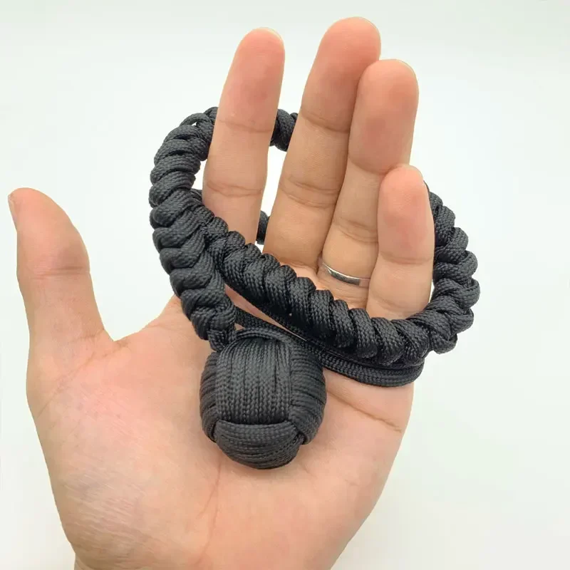 

DIY Monkey Fist Whip Bracelet Outdoor EDC Self Defense Rope Steel Ball Broken Window Breaker Personal Safety Keychain Tools