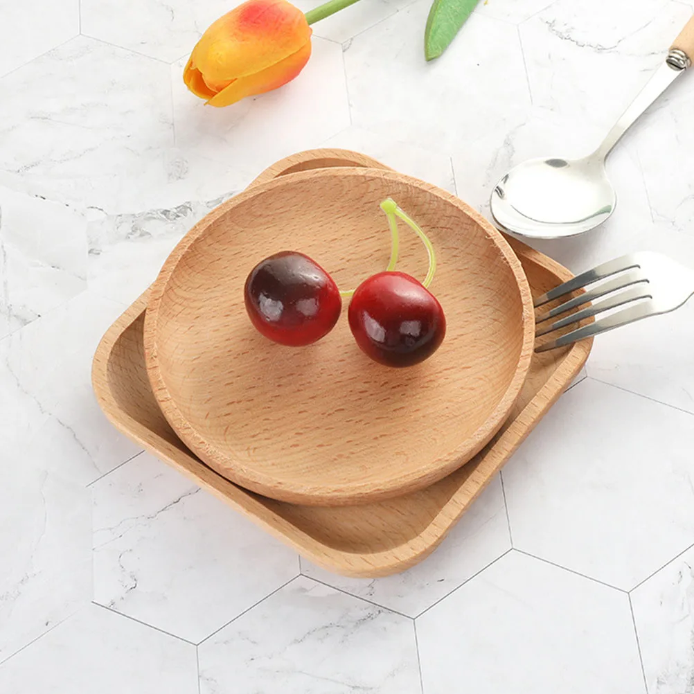 

Wooden Dessert Plate Tray Snack Versatile Fruit Saucer Bowl Kitchen Counter Platter Home Accessory Eco Friendly Natural Color