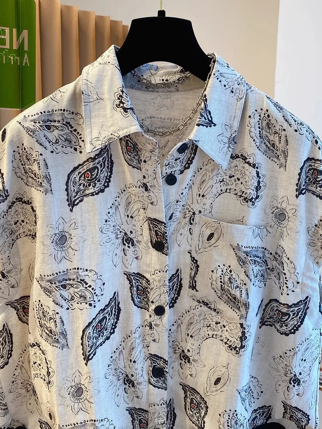 ay Svel Printed irt Women's High-End Summer New Sle Faion Sensation Top European Goods  Collar Regular Length