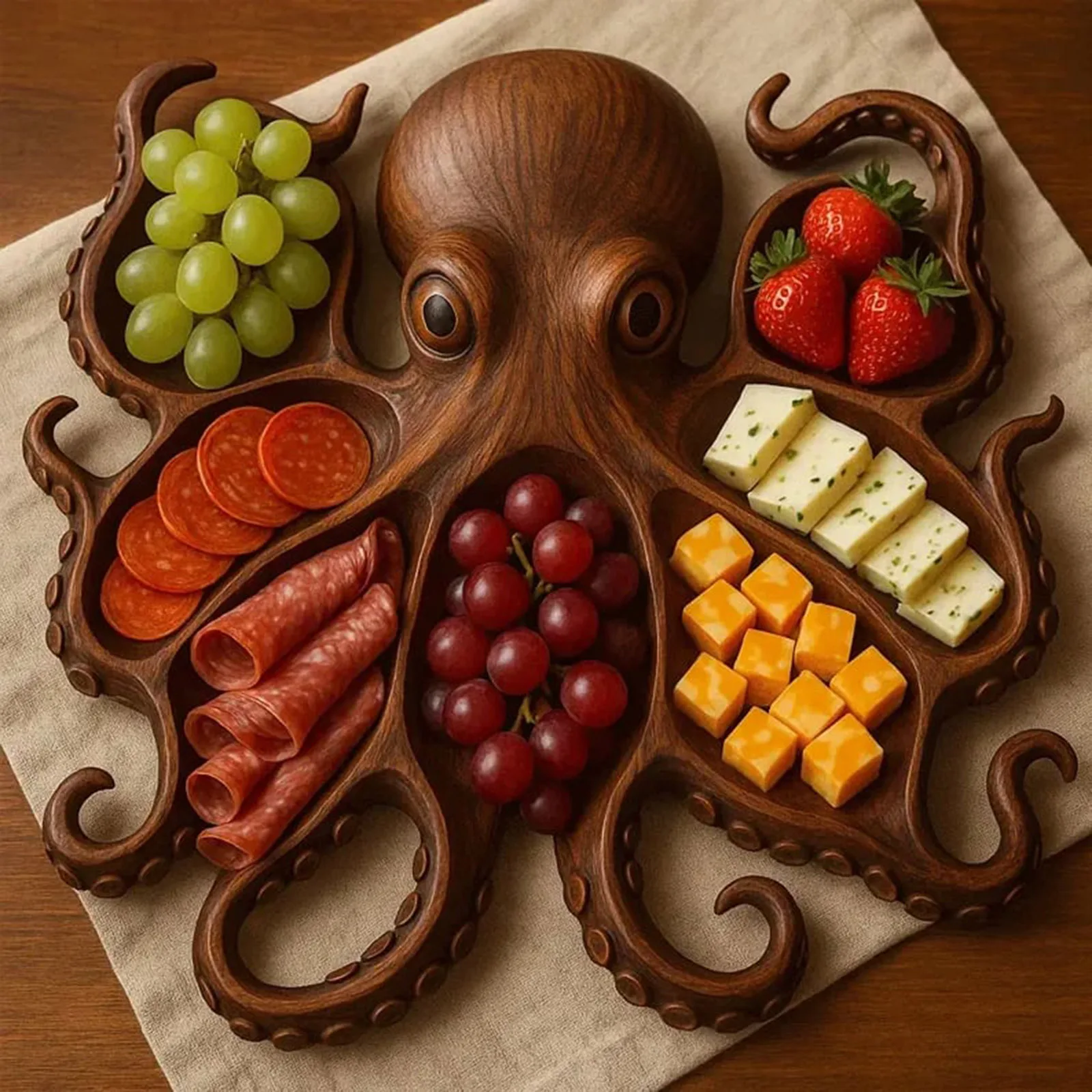 

Octopus Food Platter Octopus Shaped Wooden Serving Tray For Cheese Platter Charcuterie Board Fruit Dish Decorative For Kitchen