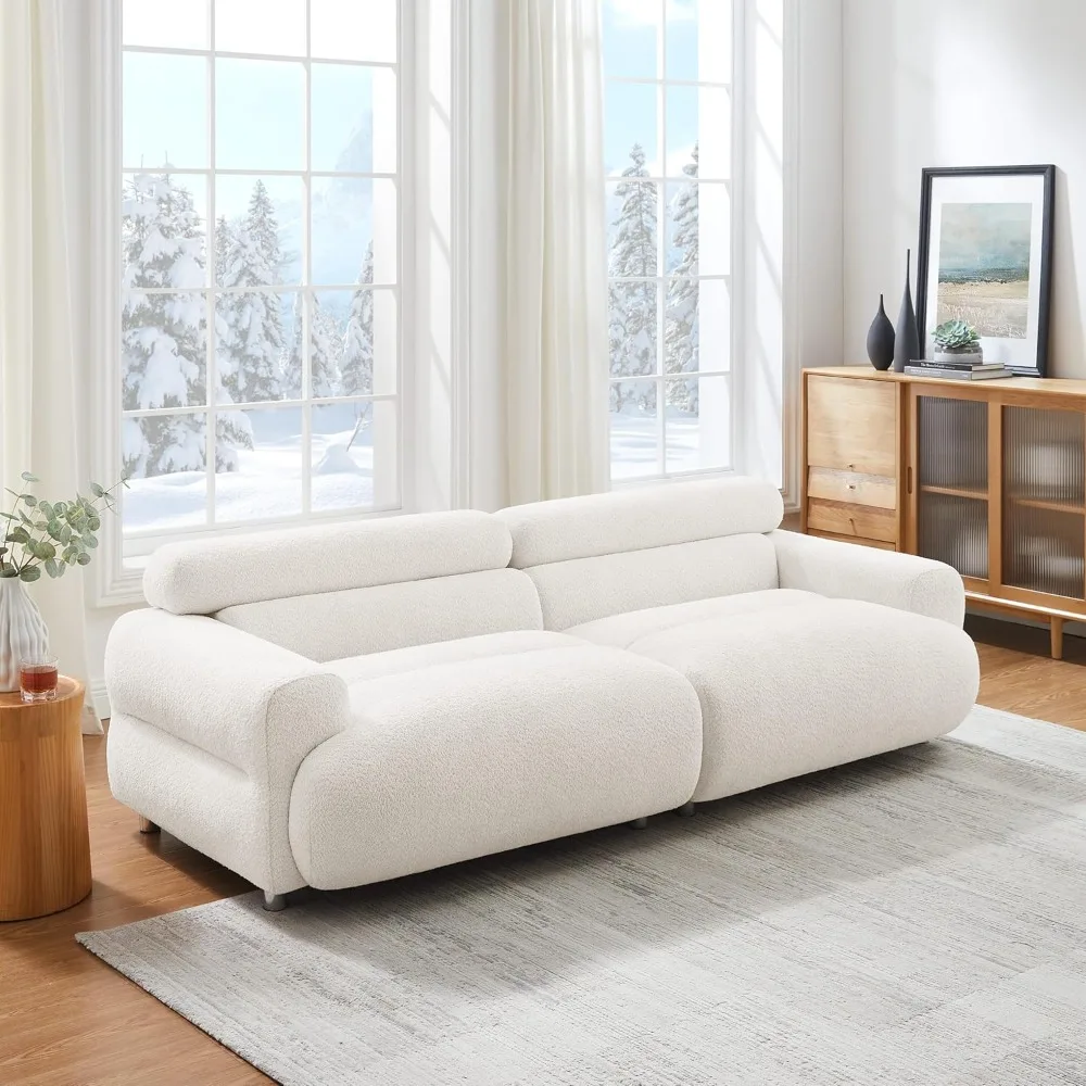 89 inch Boucle Cloud double sofa, comfortable cushioned deep seated Boucle sofa, medieval modern sofa