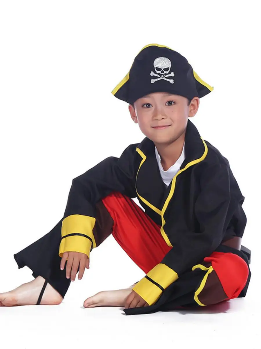 Conjunto de disfraz de pirata loween Ja, ropa de plang de rol para niños y niñas, Material de poliéster para baile de máscaras Par
