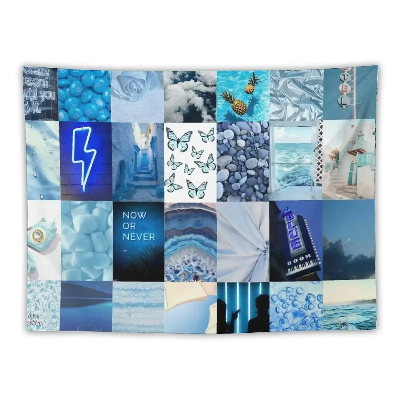 

Blue Aesthetic Tumblr Collage Tapestry Wall Deco Bed Room Decoration Tapestry