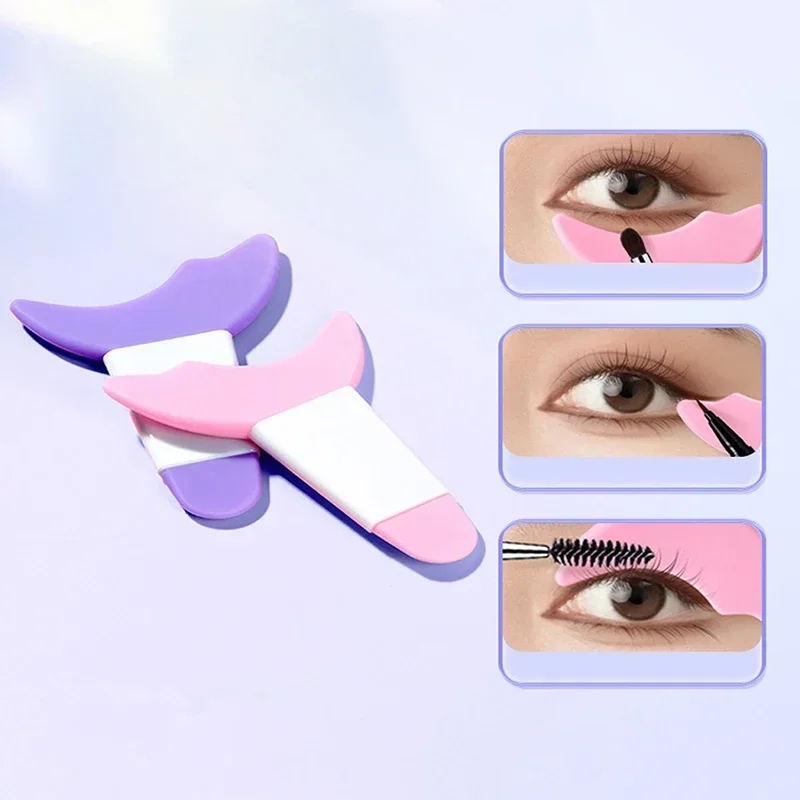 4PCS Silicone Eyeliner Baffle Mascara Template Shield Eye Makeup Applicator Guard Pads Brow Stencils Eyelash Tool for Precise Ap
