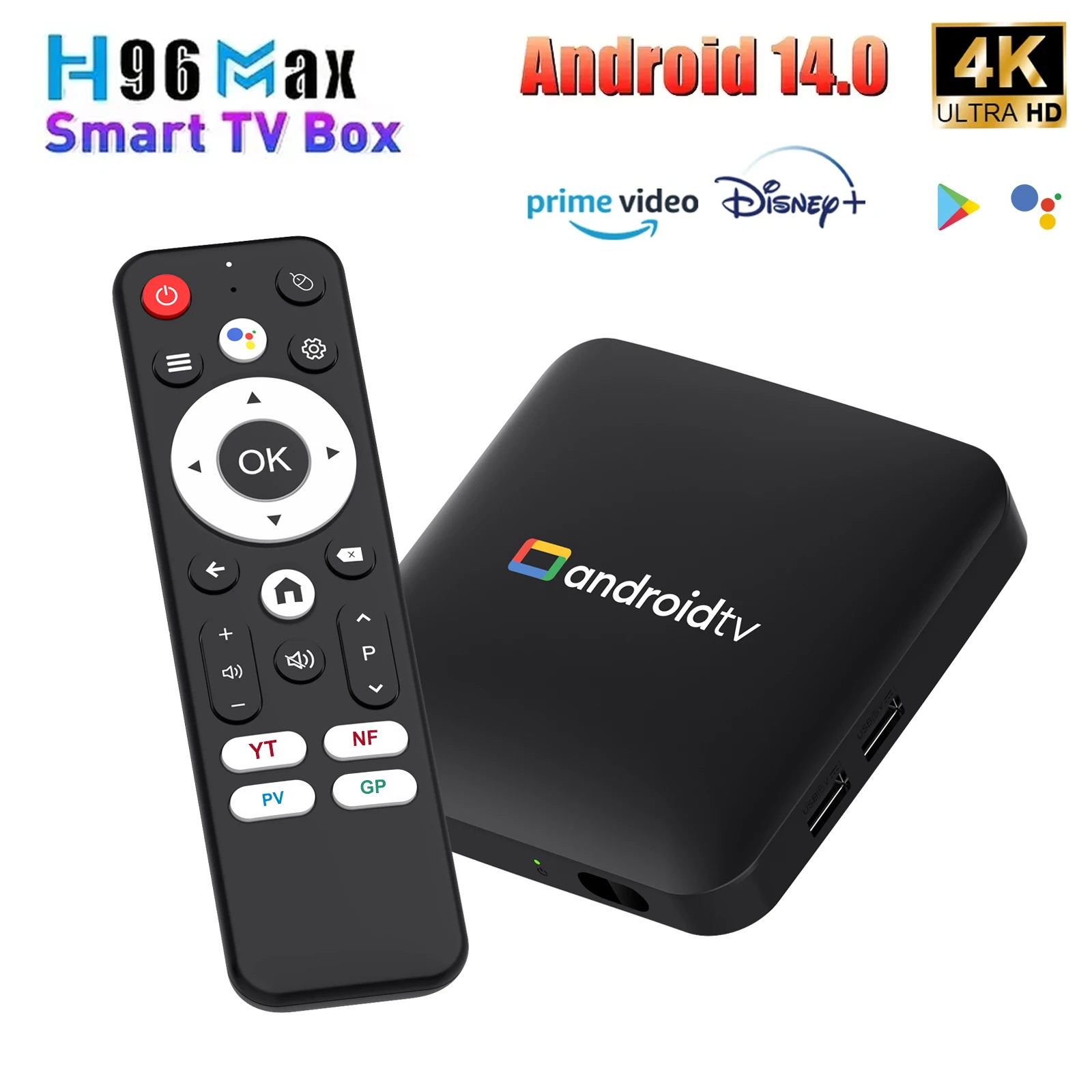 H96 MAX Amlogic S905L3 Android14.0 ATV AI TV Box Запись видео 4K 2,4G/5G WiFi BT4.0 Голосовой помощник Google Smart Set Top Box