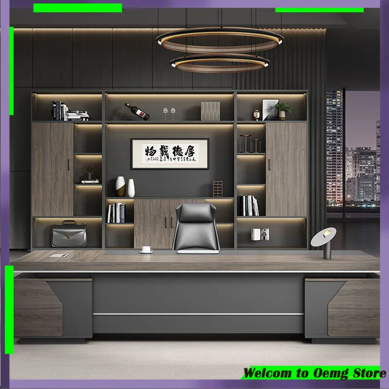 

Trendy Modern Computer Desk Stylish Executive Office Table Organizer Ideal Gaming Station Productivity Bureau Home Decoration